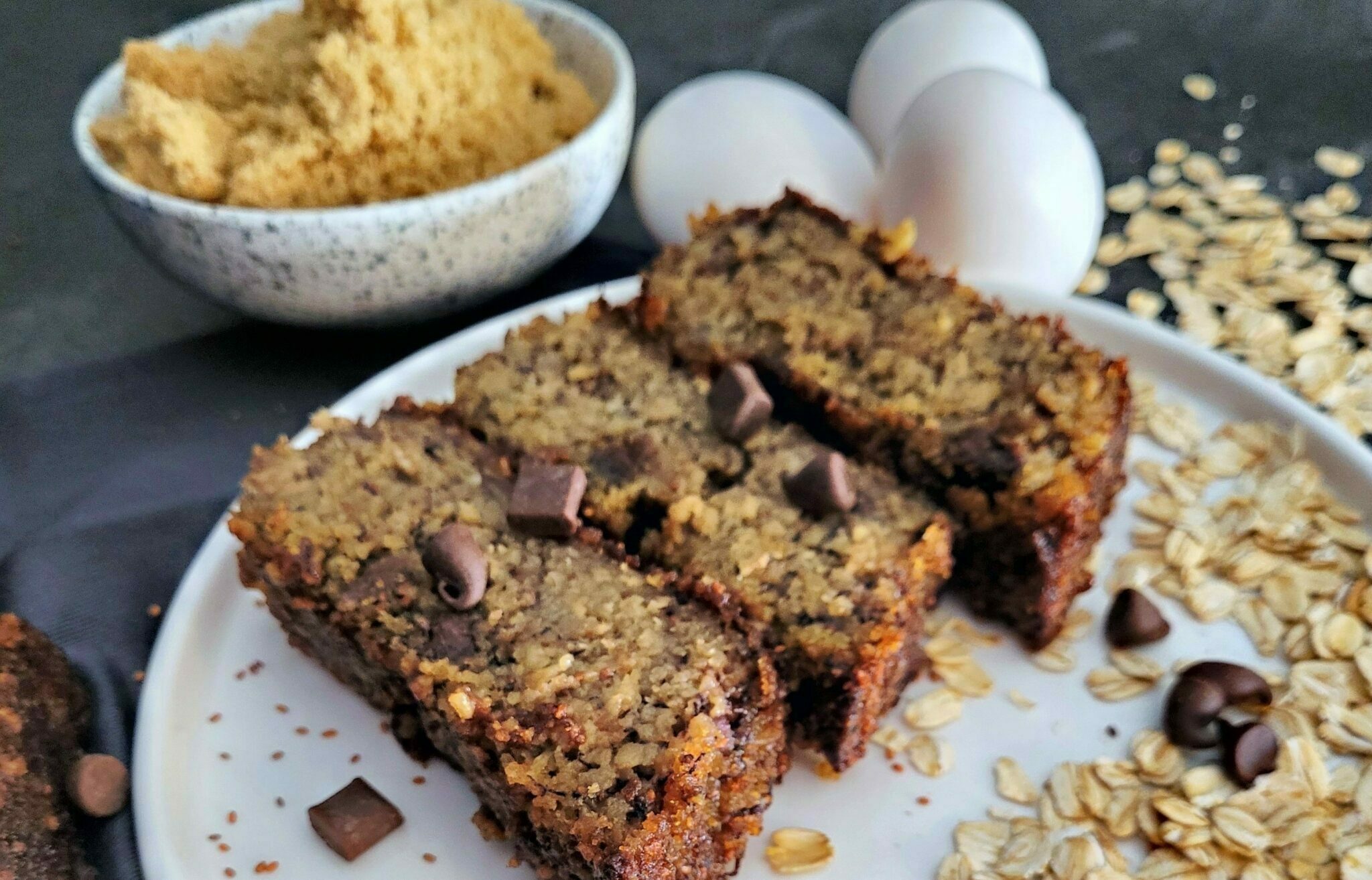 banana bread with chocolate chips and camelina oil