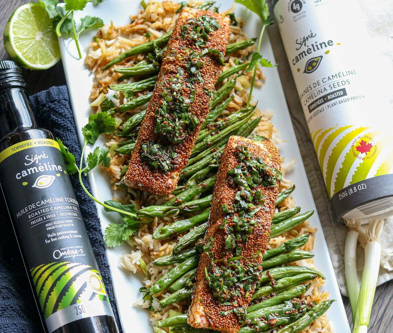 Saumon en croûte de graines de caméline torréfiées