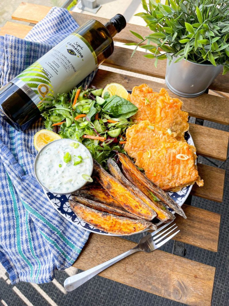 fish and chips sauce tartare à l'huile de cameline