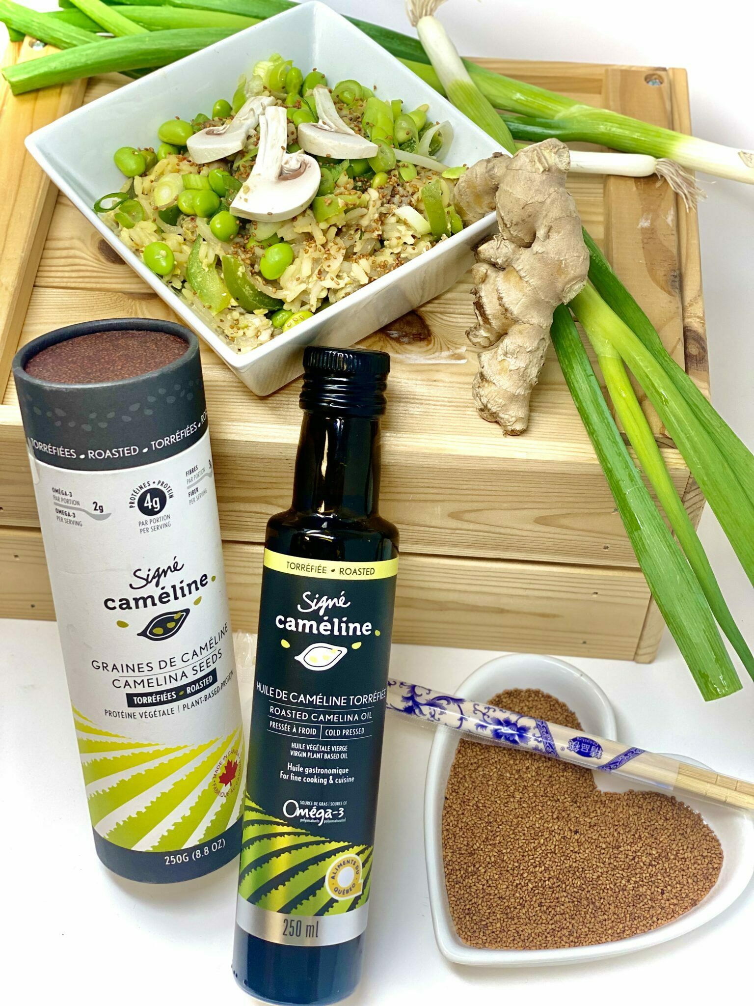 riz frit cameline graines torrefiees